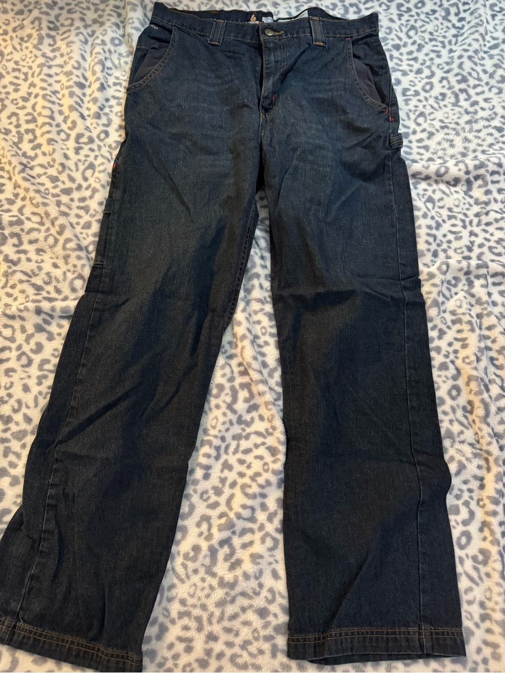 Relaxed Fit Men's Dark Blue Work Jeans